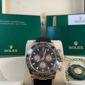 Rolex Everose Gold Cosmograph Daytona - 2019- Black Dial - Oysterflex - 116515LN *FULL SET