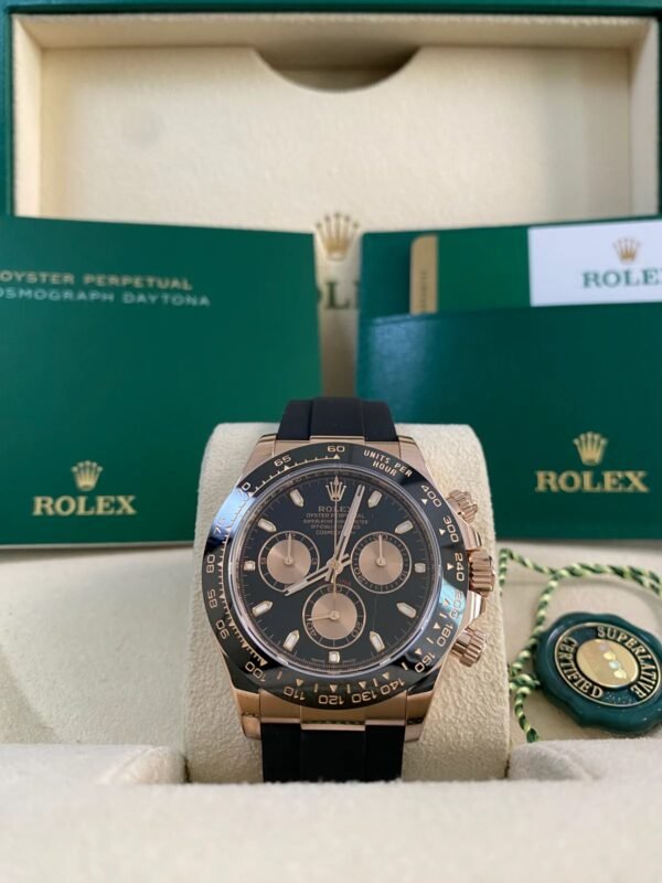 Rolex Everose Gold Cosmograph Daytona - 2019- Black Dial - Oysterflex - 116515LN *FULL SET