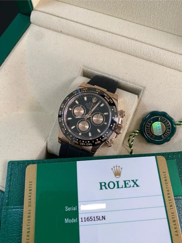 Rolex Everose Gold Cosmograph Daytona - 2019- Black Dial - Oysterflex - 116515LN *FULL SET - Image 6