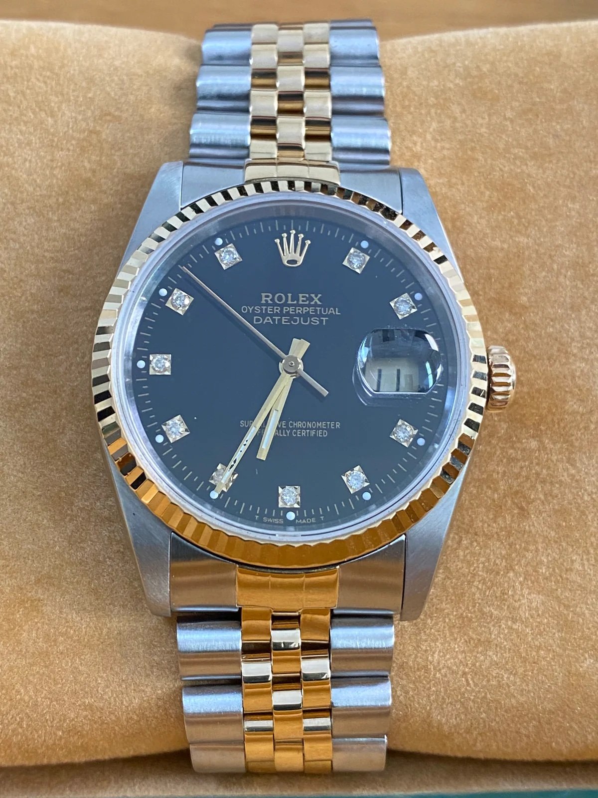 Rolex Steel & Yellow Gold Datejust 36 - 1991 - Fluted Bezel - Black Diamond Dial - 16233 *FULL SET - Image 2