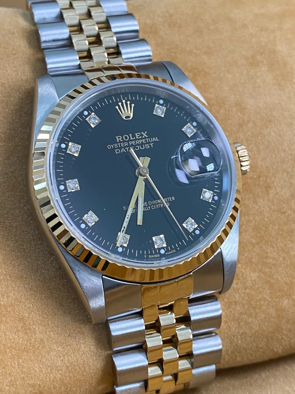Rolex Steel & Yellow Gold Datejust 36 - 1991 - Fluted Bezel - Black Diamond Dial - 16233 *FULL SET - Image 4